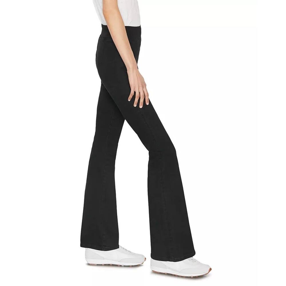 FRAME NWT $228 JetSet Coated Hi Rise Black Flare Pull-on Jean Size 2 - Picture 2 of 10